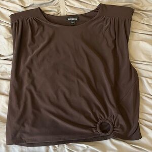 Express Women's Brown Top with Ring Detail